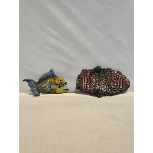 Lot of 2 Vintage The House of the Dead Arcade Plaque & Mutant Fish Figure